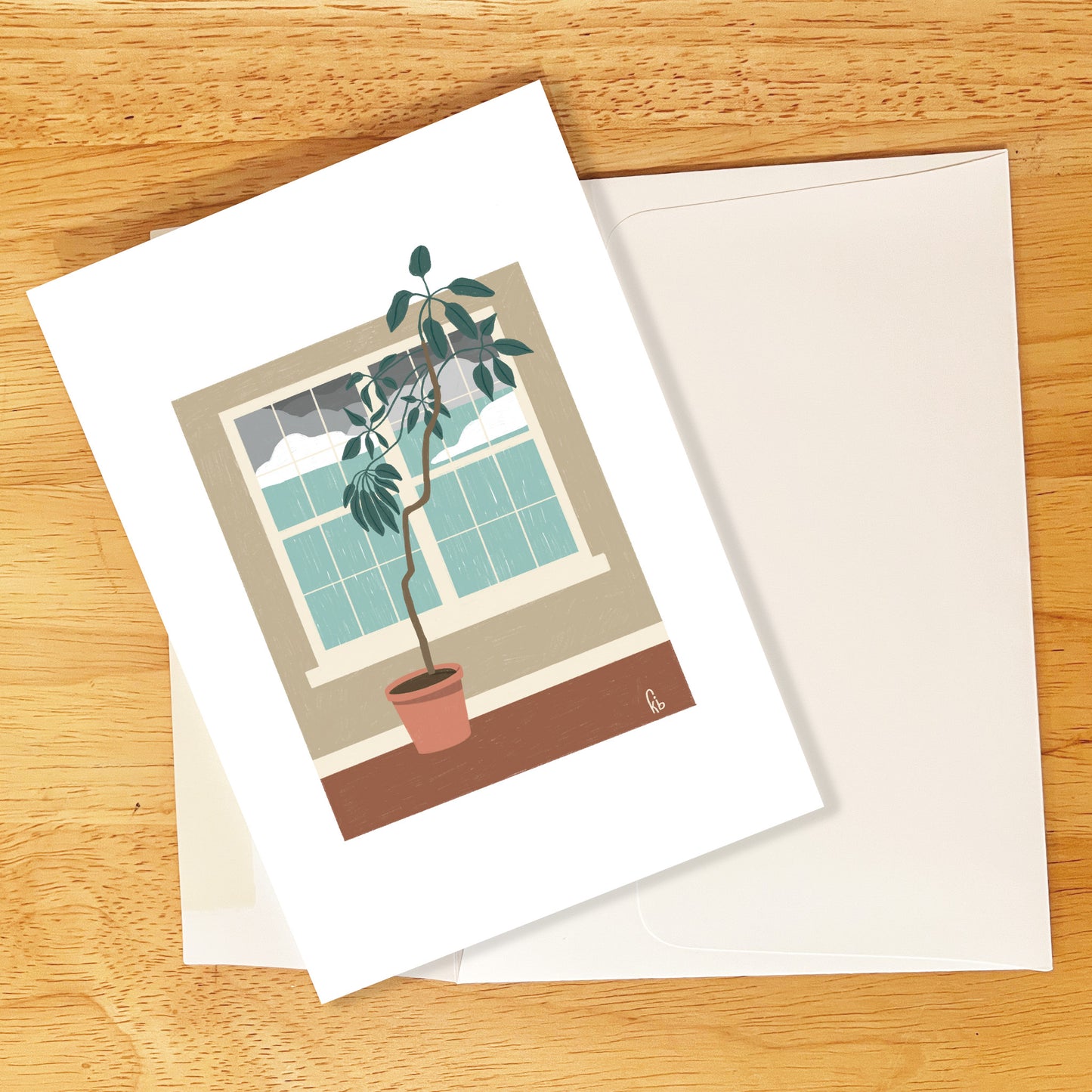 Rainy Day Indoor Plant Greeting Card