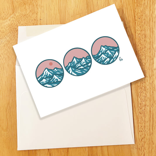 Three Dot Mountain Range (Blue Pink) Greeting Card