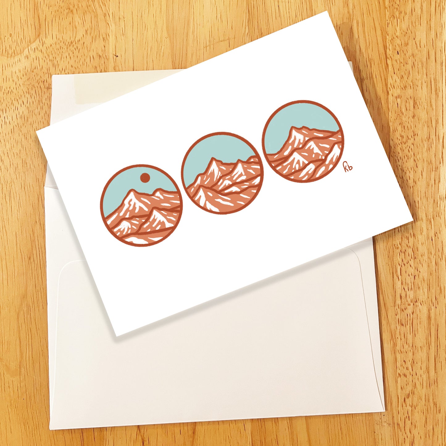 Three Dot Mountain Range (Orange Blue) Greeting Card