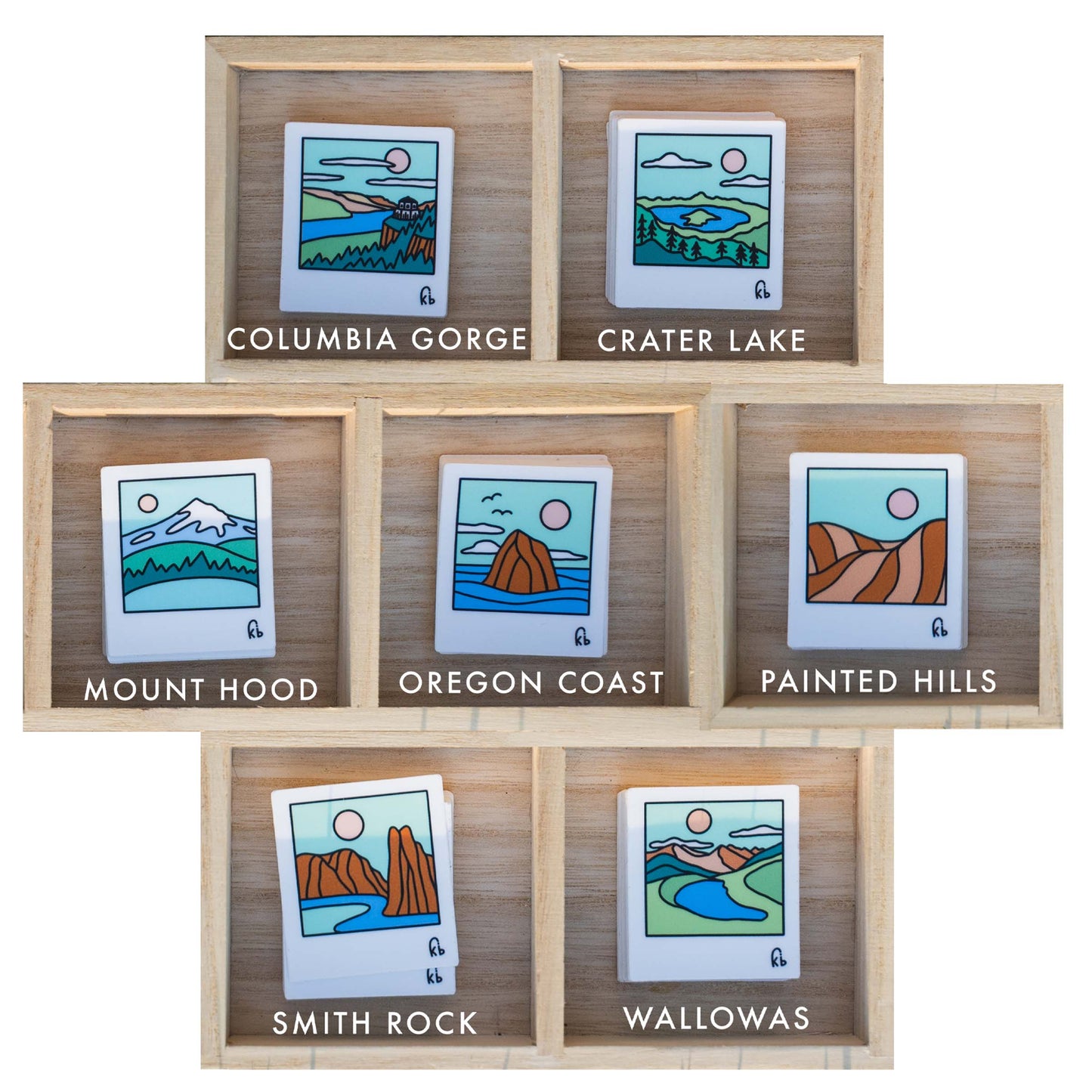 7 Wonders of Oregon Polaroid Stickers